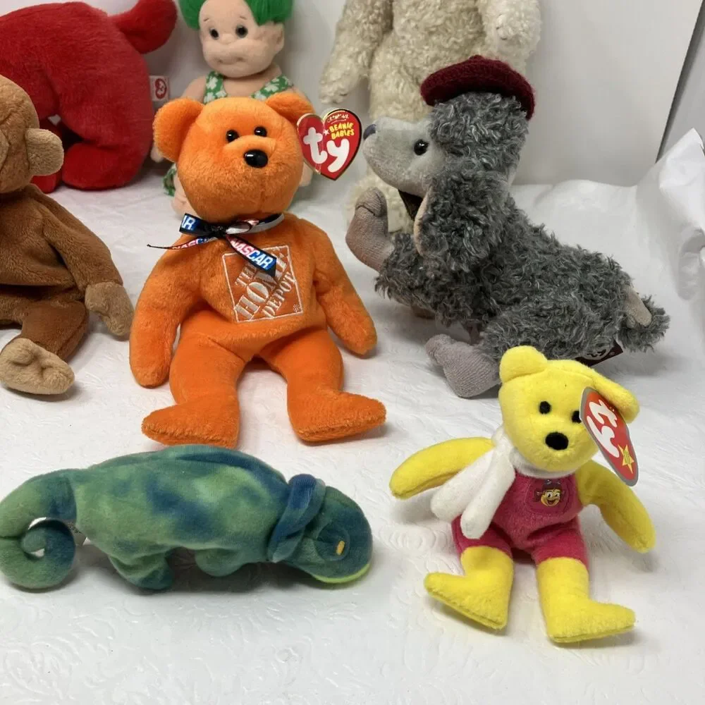 Ty Beanie Babies & Plush Lot of 11 Poodle Bear Scorpion Troll Dog Monkey Etc